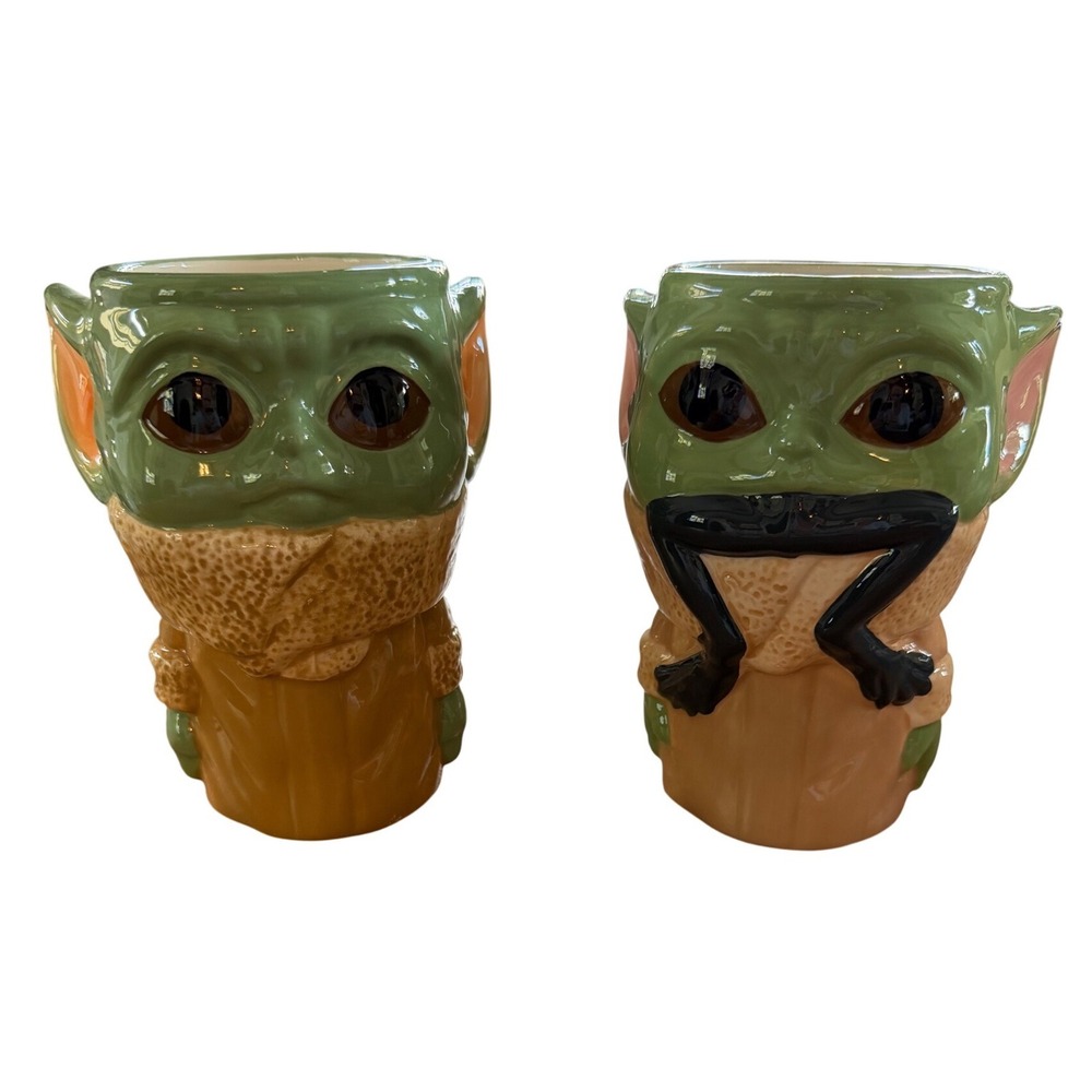 Set of 2 Star Wars Grogu Baby Yoda Ceramic Mugs Galerie Mandalorian Frog Mug 6"